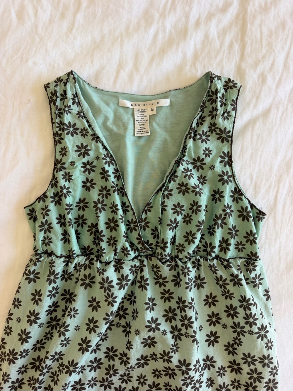 Y2K max Studio Mint floral print knee-length dress size M - Picture 4 of 8